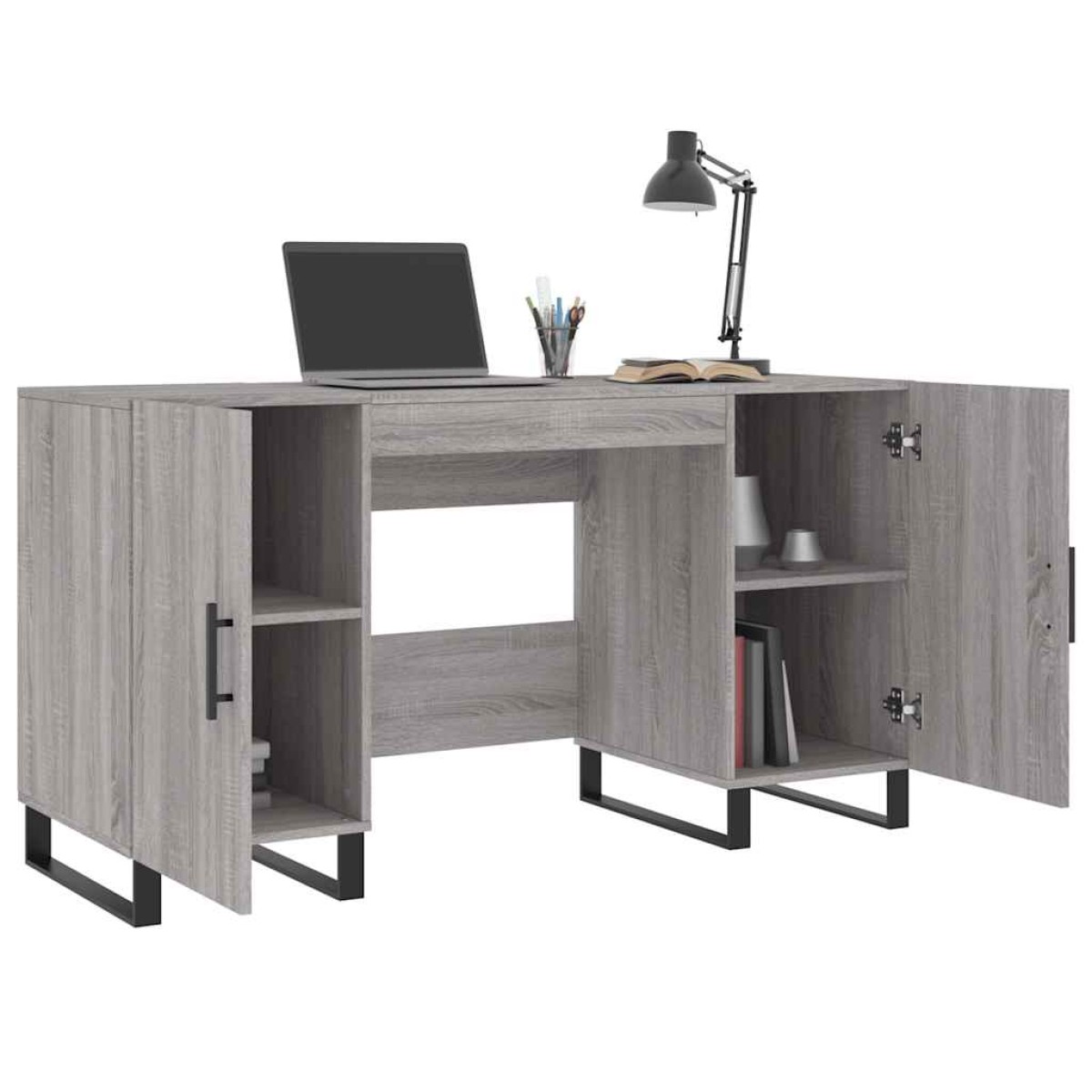 vidaXL Γραφείο Γκρι Sonoma 140 x 50 x 75 εκ. από Επεξεργασμένο Ξύλο