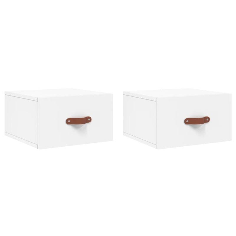 vidaXL Κομοδίνα Επιτοίχια 2 τεμ. Λευκά 35x35x20 εκ.