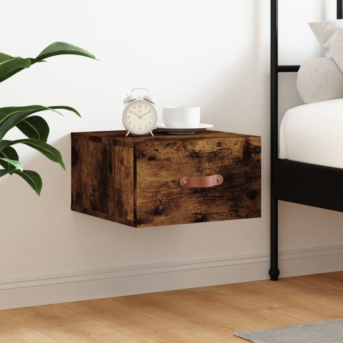 vidaXL Κομοδίνο Επιτοίχιο Καπνιστή Δρυς 35 x 35 x 20 εκ.