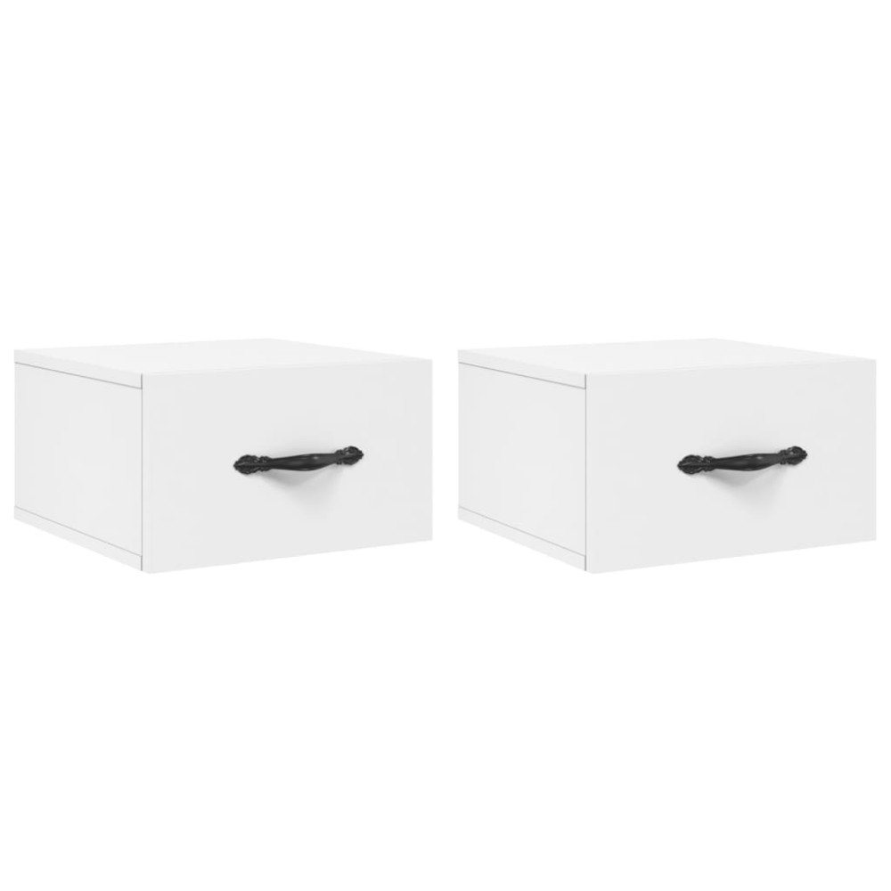 vidaXL Κομοδίνα Επιτοίχια 2 τεμ. Λευκά 35x35x20 εκ.