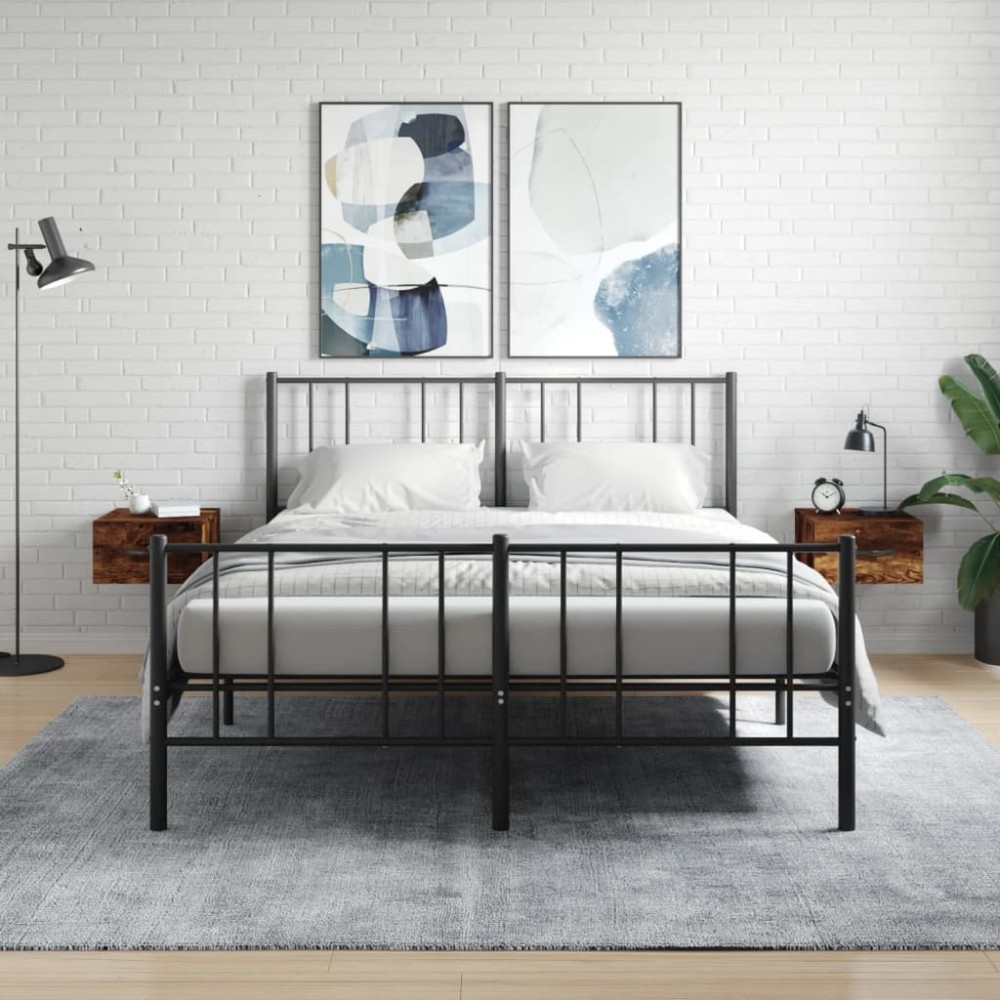 vidaXL Κομοδίνα Επιτοίχια 2 τεμ. Καπνιστή Δρυς 35x35x20 εκ.