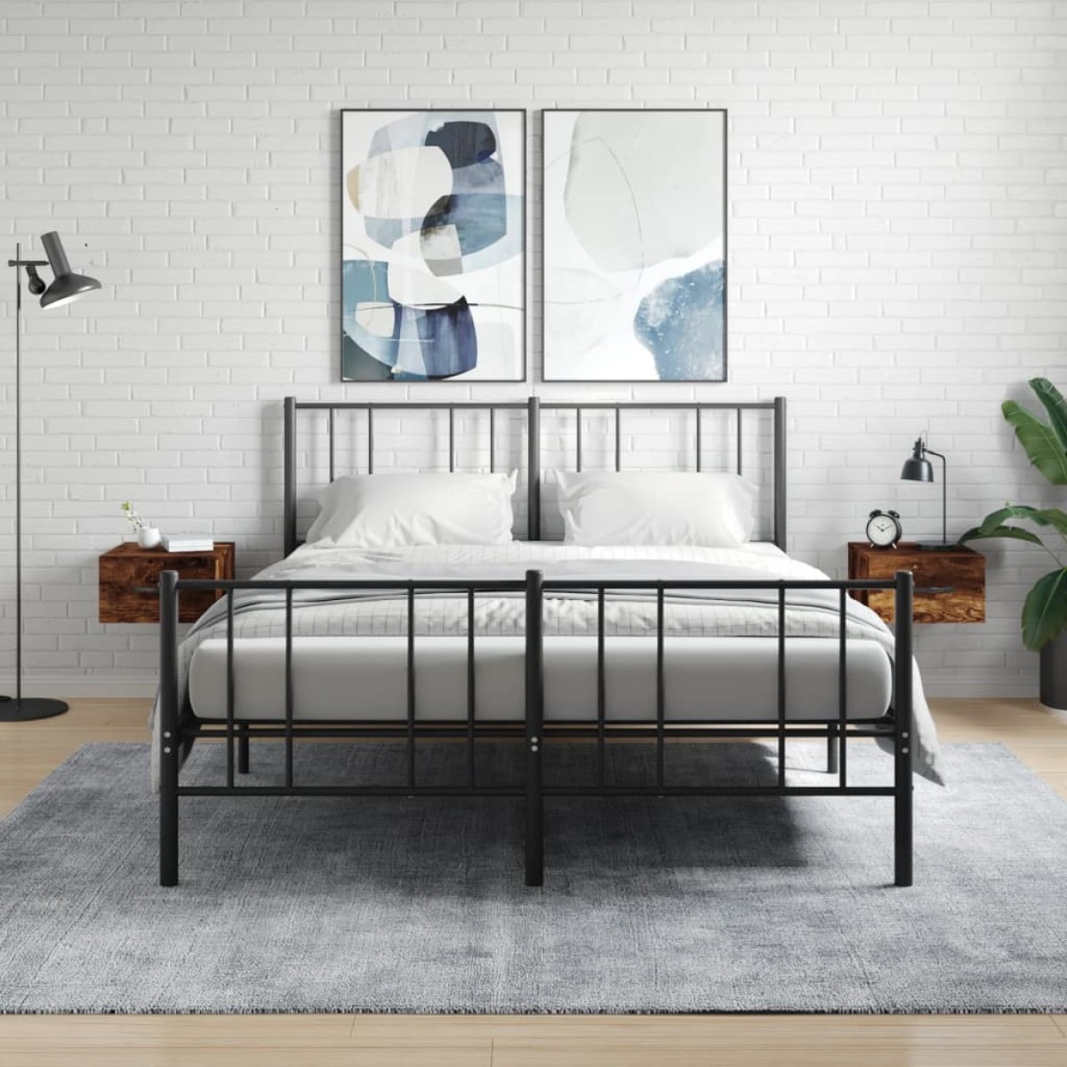 vidaXL Κομοδίνα Επιτοίχια 2 τεμ. Καπνιστή Δρυς 35x35x20 εκ.