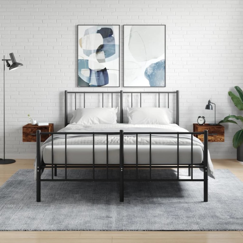 vidaXL Κομοδίνα Επιτοίχια 2 τεμ. Καπνιστή Δρυς 35x35x20 εκ.
