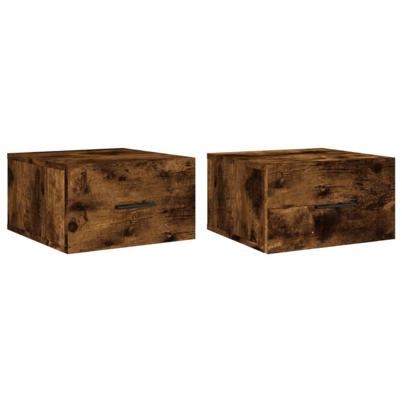 vidaXL Κομοδίνα Επιτοίχια 2 τεμ. Καπνιστή Δρυς 35x35x20 εκ.
