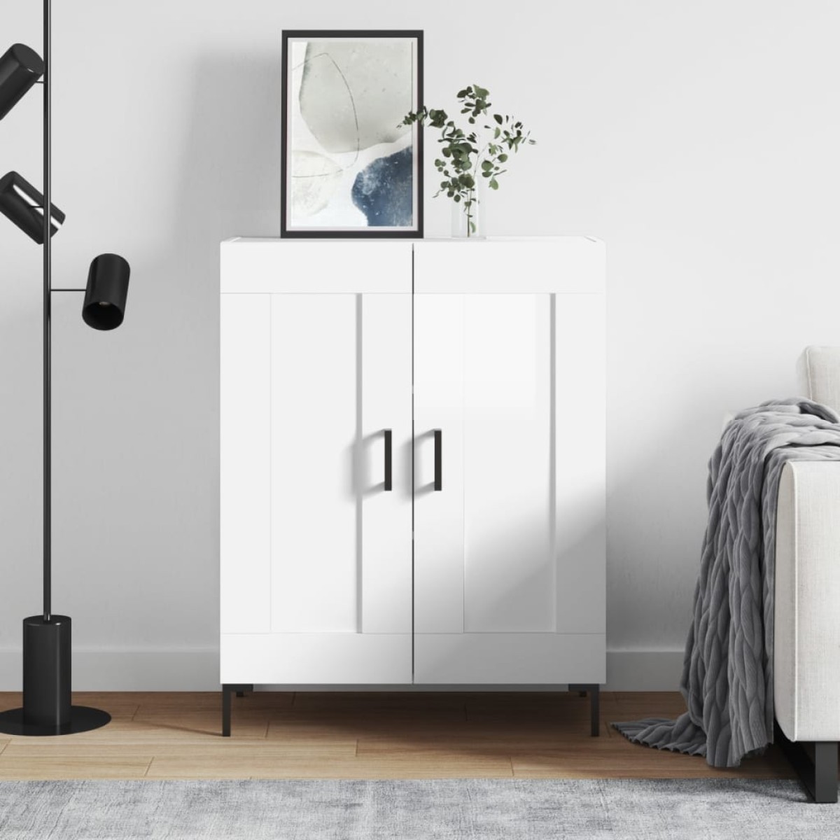 vidaXL Ντουλάπι Γυαλιστερό Λευκό 69,5x34x90 εκ. Επεξεργασμένο Ξύλο