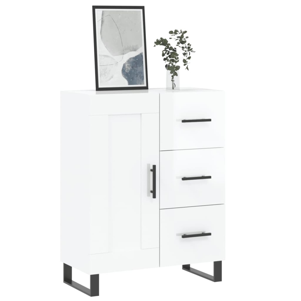 vidaXL Ντουλάπι Γυαλιστερό Λευκό 69,5x34x90 εκ. Επεξεργασμένο Ξύλο