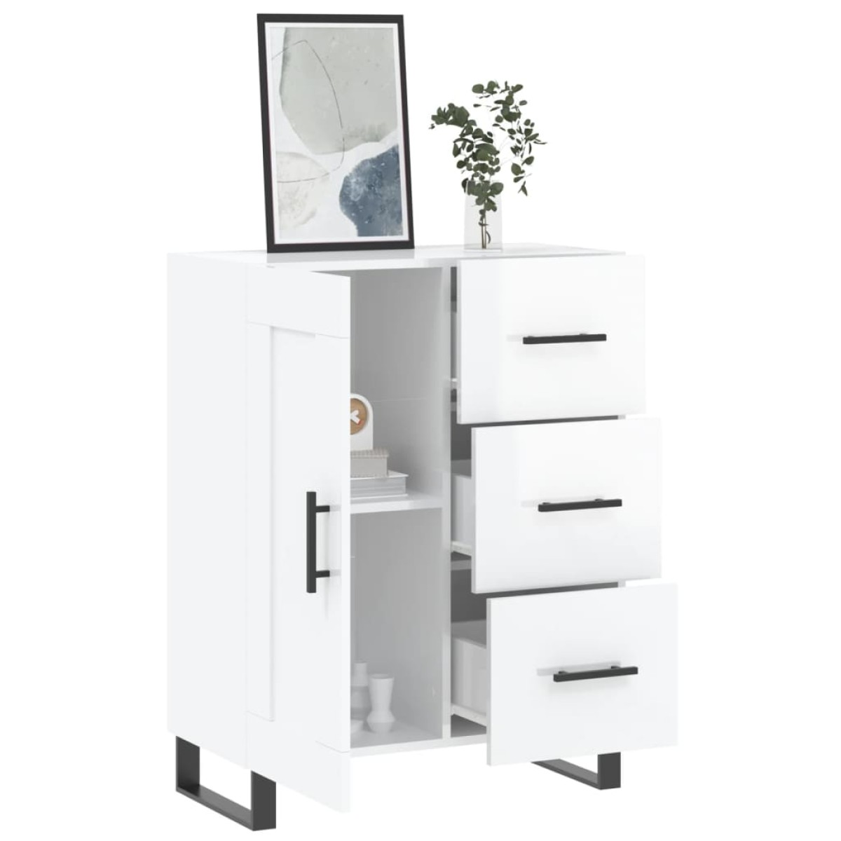 vidaXL Ντουλάπι Γυαλιστερό Λευκό 69,5x34x90 εκ. Επεξεργασμένο Ξύλο