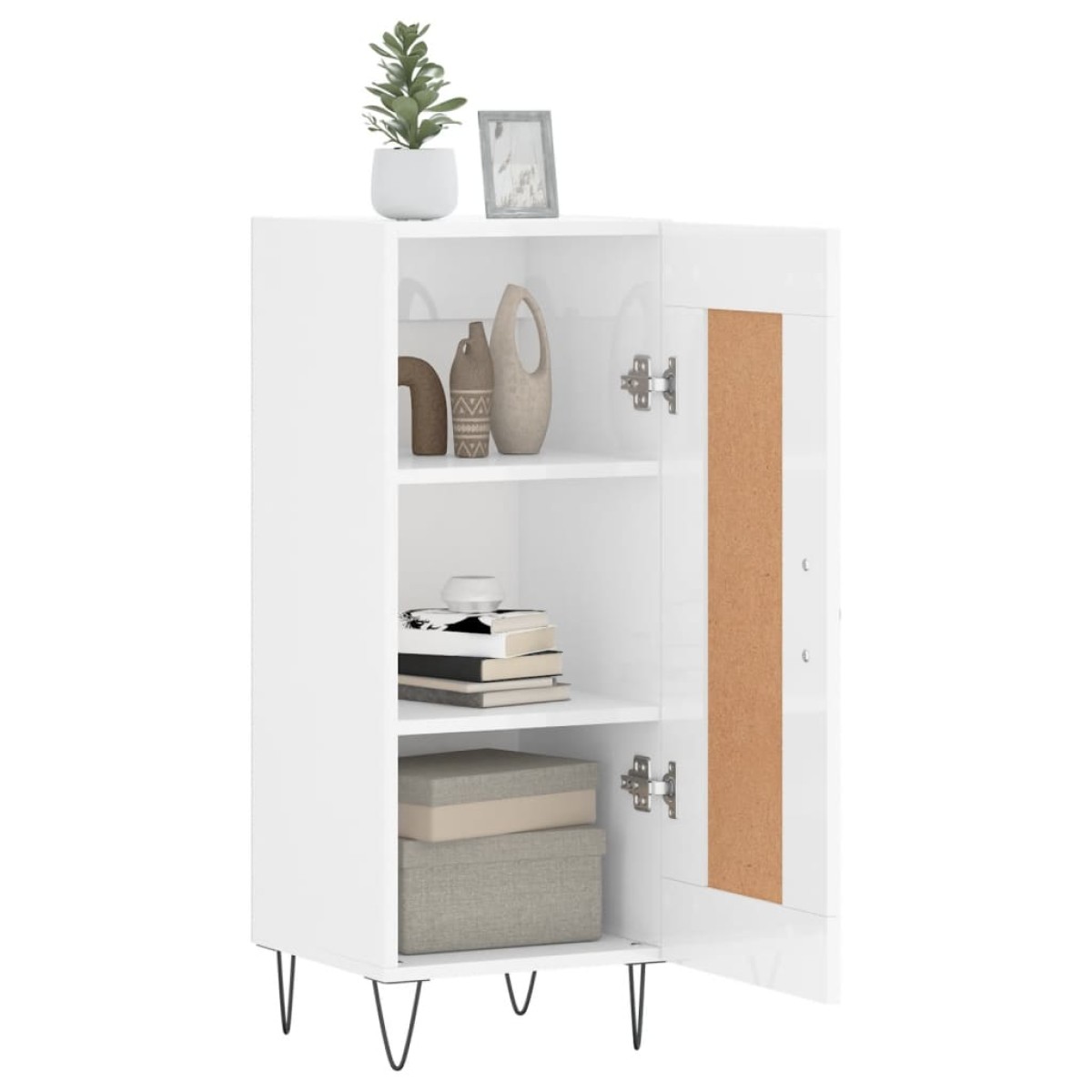 vidaXL Ντουλάπι Γυαλιστερό Λευκό 34,5x34x90 εκ. Επεξεργασμένο Ξύλο