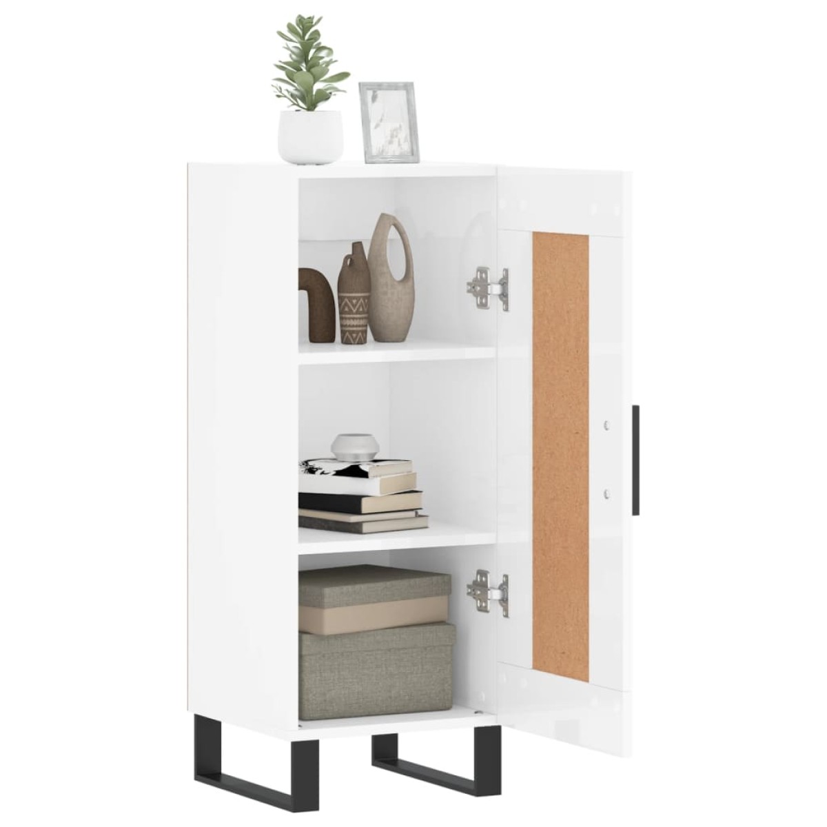 vidaXL Ντουλάπι Γυαλιστερό Λευκό 34,5x34x90 εκ. Επεξεργασμένο Ξύλο
