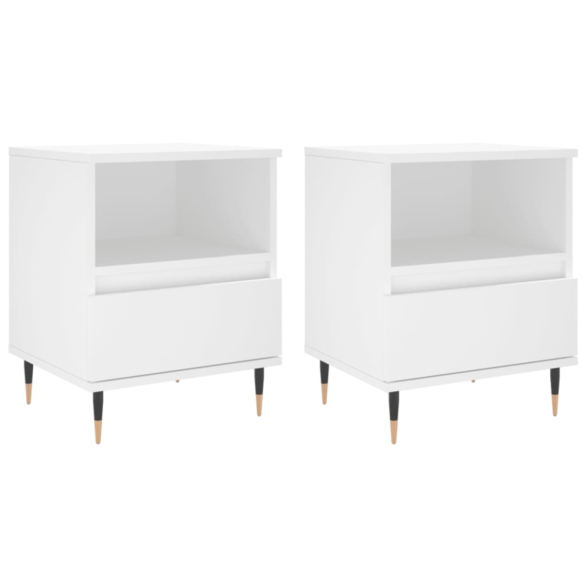 vidaXL Κομοδίνα Λευκά 2 τεμ. 40 x 35 x 50 εκ. από Επεξεργασμένο Ξύλο