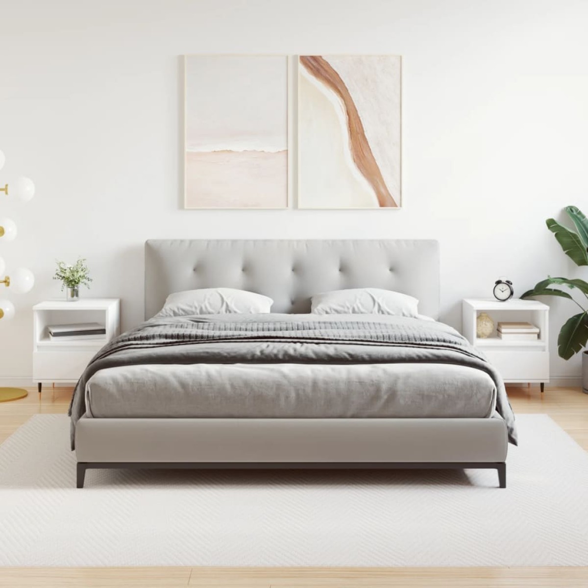 vidaXL Κομοδίνα Λευκά 2 τεμ. 40 x 35 x 50 εκ. από Επεξεργασμένο Ξύλο