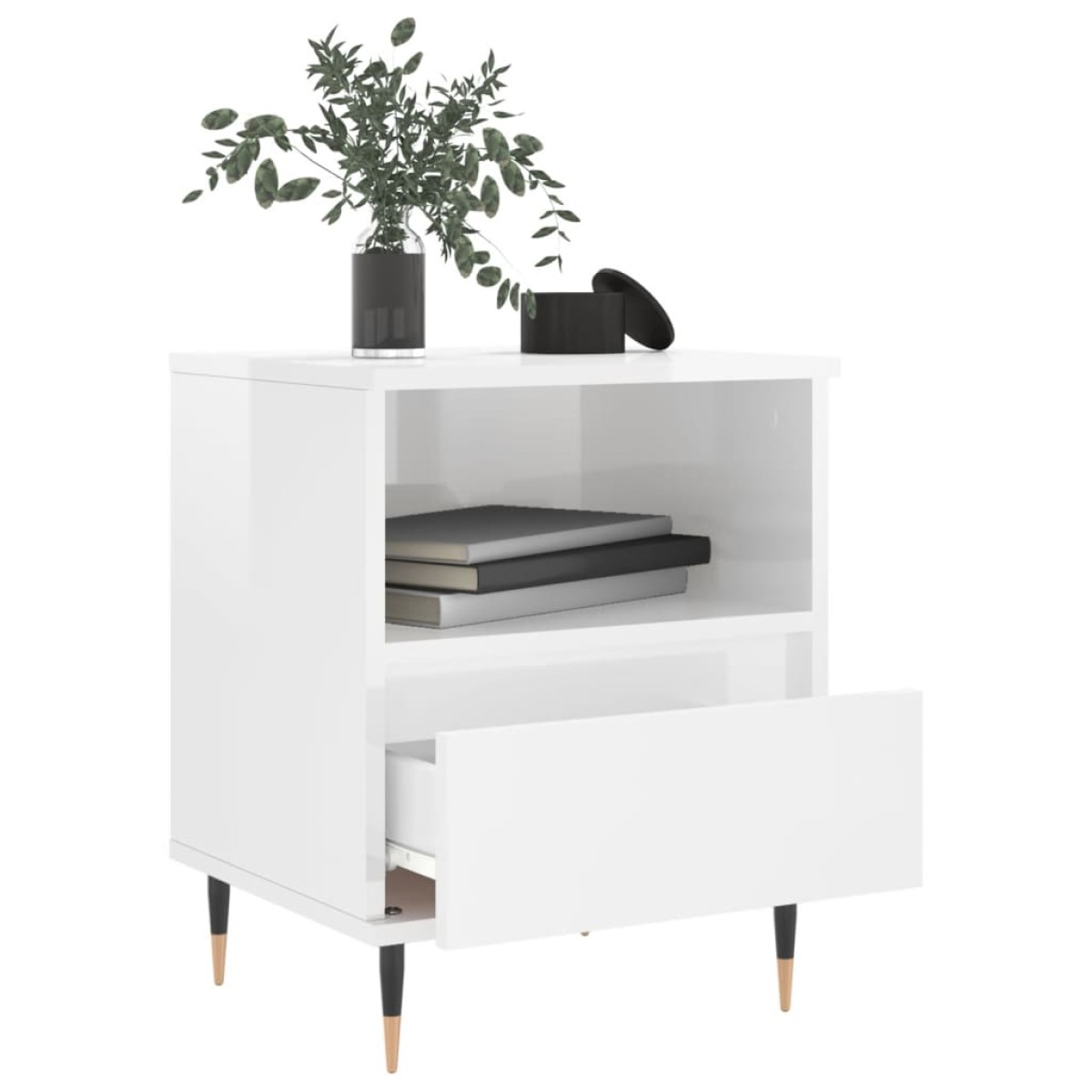 vidaXL Κομοδίνα 2 τεμ. Γυαλ. Λευκό 40 x 35 x 50 εκ. Επεξεργασμένο Ξύλο