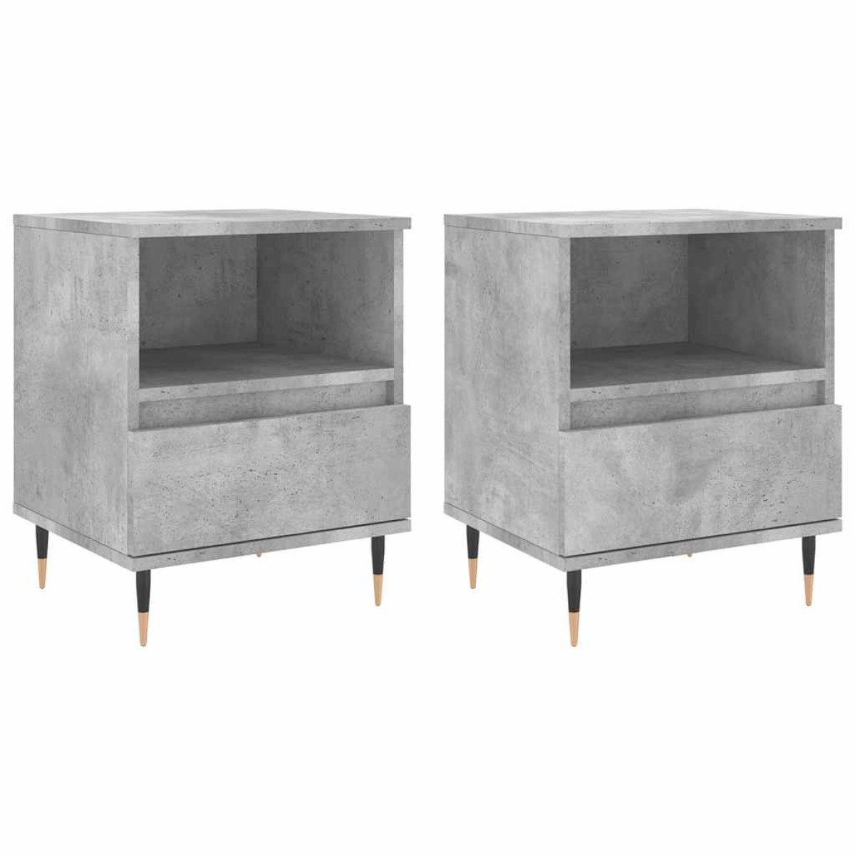 vidaXL Κομοδίνα 2 τεμ. Γκρι Σκυροδέματος 40x35x50 εκ. Επεξεργ. Ξύλο