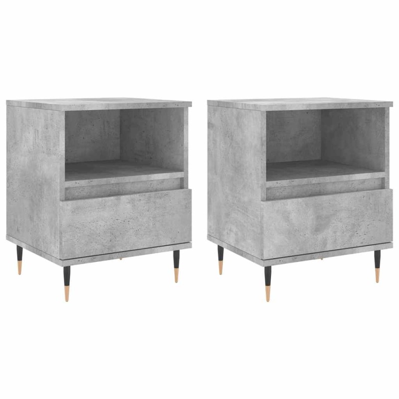 vidaXL Κομοδίνα 2 τεμ. Γκρι Σκυροδέματος 40x35x50 εκ. Επεξεργ. Ξύλο