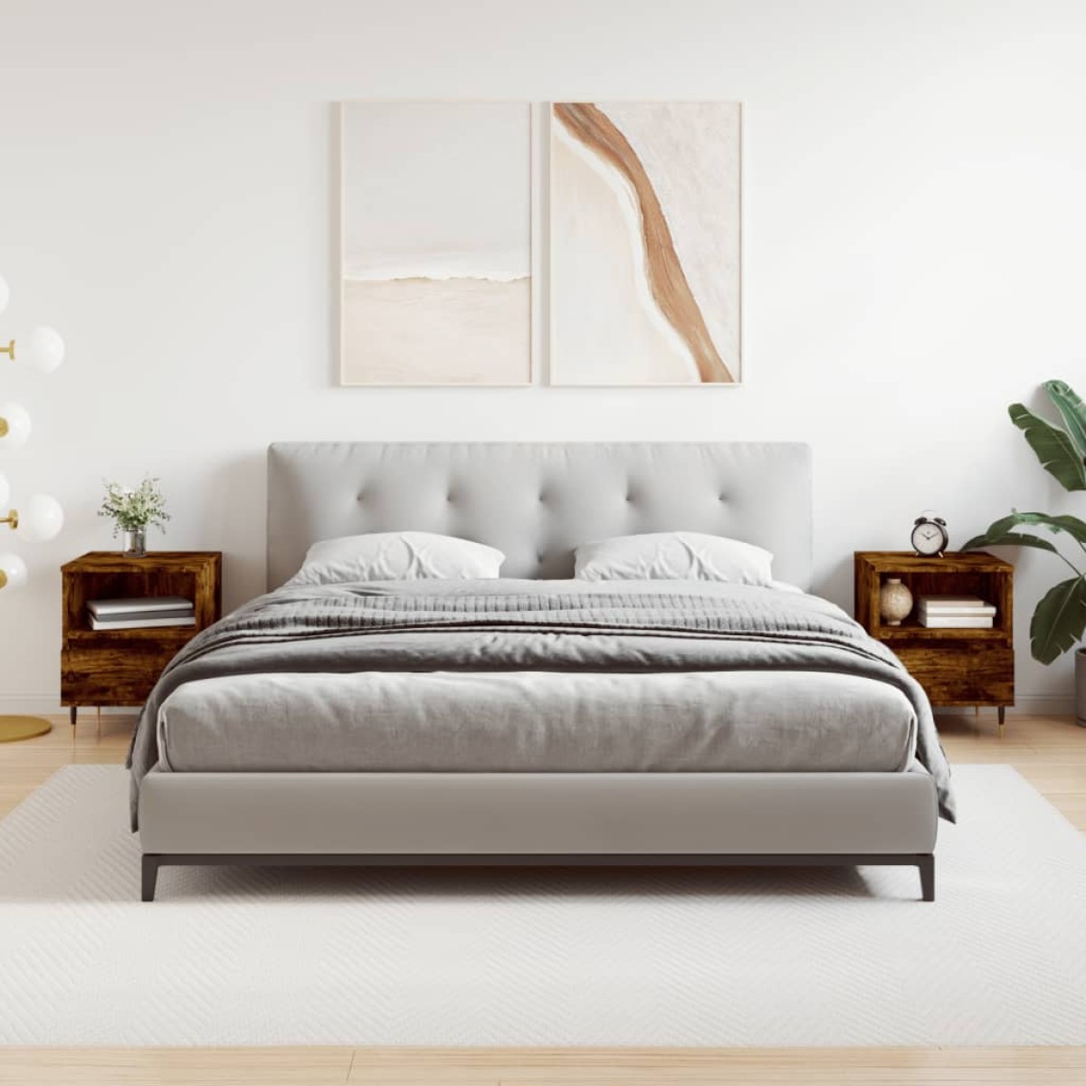 vidaXL Κομοδίνα 2 τεμ. Καπνιστή Δρυς 40 x 35 x 50 εκ. Επεξεργ. Ξύλο