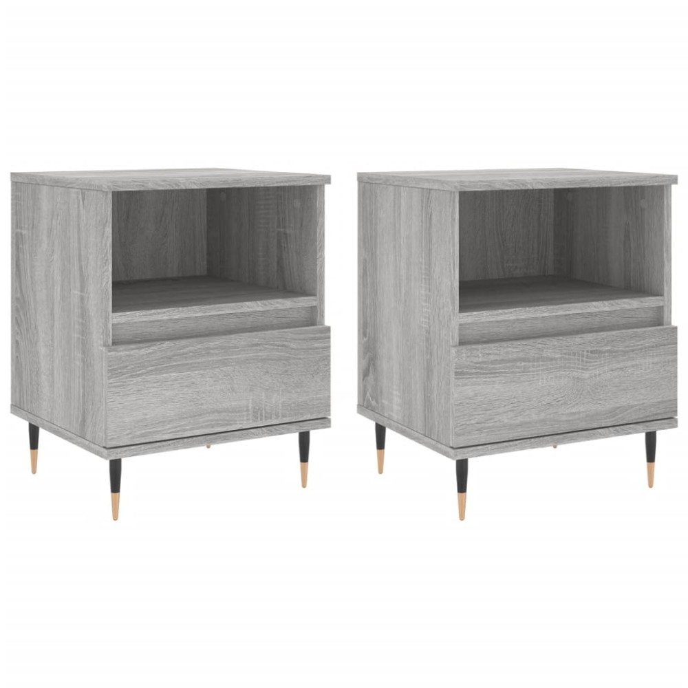 vidaXL Κομοδίνα 2 τεμ. Γκρι Sonoma 40 x 35 x 50 εκ. από Επεξεργ. Ξύλο