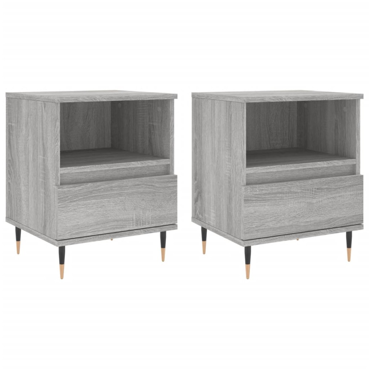 vidaXL Κομοδίνα 2 τεμ. Γκρι Sonoma 40 x 35 x 50 εκ. από Επεξεργ. Ξύλο
