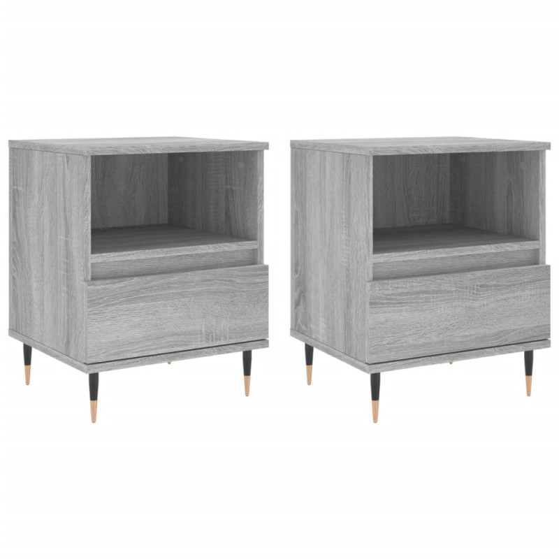 vidaXL Κομοδίνα 2 τεμ. Γκρι Sonoma 40 x 35 x 50 εκ. από Επεξεργ. Ξύλο