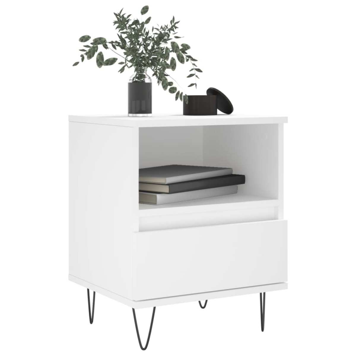 vidaXL Κομοδίνο Λευκό 40 x 35 x 50 εκ. από Επεξεργασμένο Ξύλο