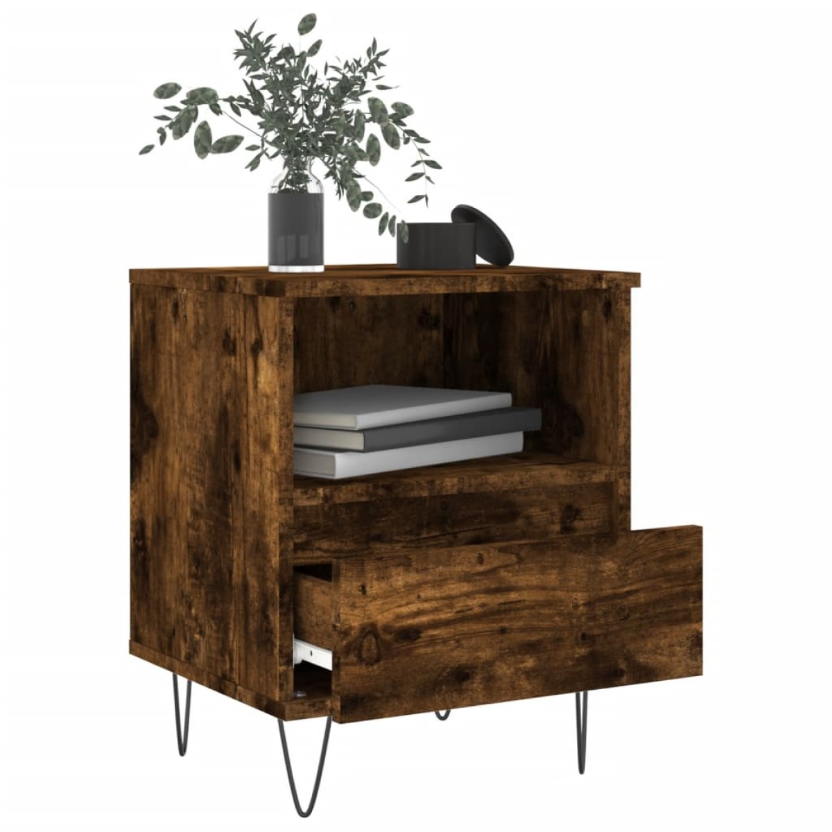 vidaXL Κομοδίνο Καπνιστή Δρυς 40 x 35 x 50 εκ. από Επεξεργ. Ξύλο