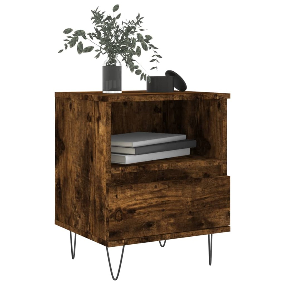 vidaXL Κομοδίνα 2 τεμ. Καπνιστή Δρυς 40 x 35 x 50 εκ. Επεξεργ. Ξύλο