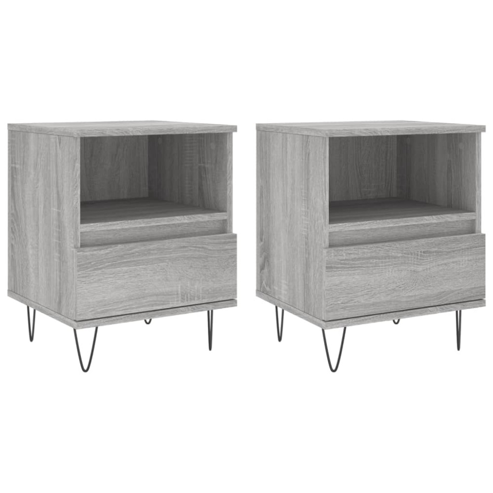 vidaXL Κομοδίνα 2 τεμ. Γκρι Sonoma 40 x 35 x 50 εκ. από Επεξεργ. Ξύλο