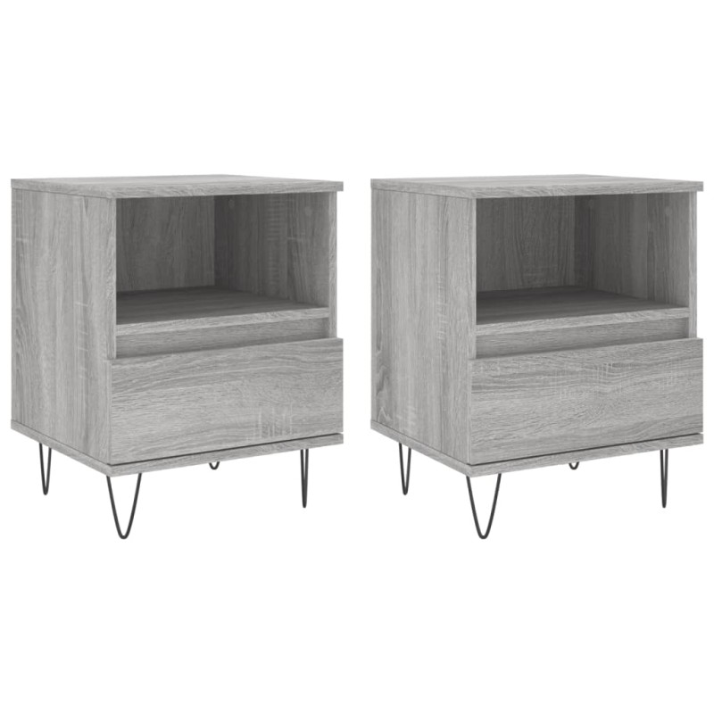 vidaXL Κομοδίνα 2 τεμ. Γκρι Sonoma 40 x 35 x 50 εκ. από Επεξεργ. Ξύλο