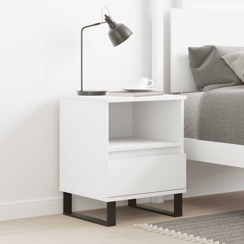 vidaXL Κομοδίνο Λευκό 40 x 35 x 50 εκ. από Επεξεργασμένο Ξύλο