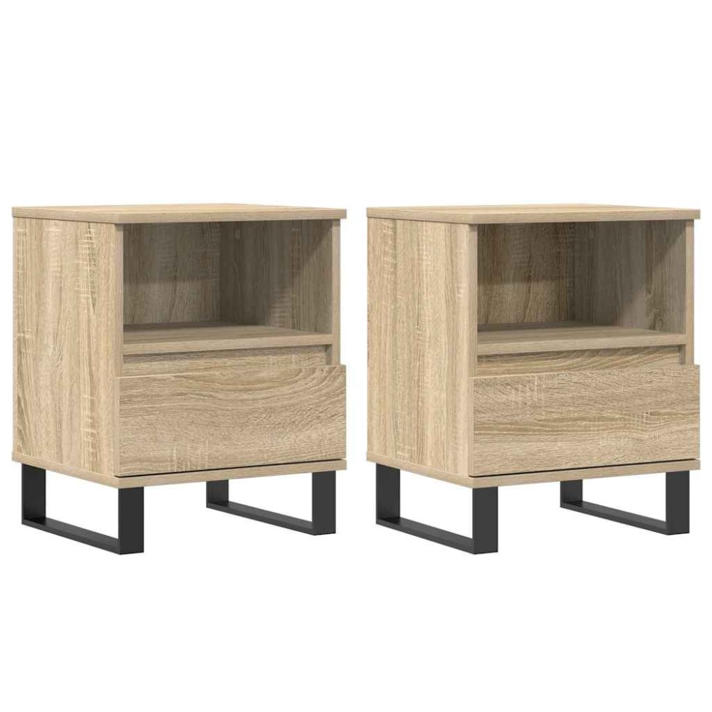 vidaXL Κομοδίνα 2 τεμ. Sonoma Δρυς 40 x 35 x 50 εκ. από Επεξεργ. Ξύλο