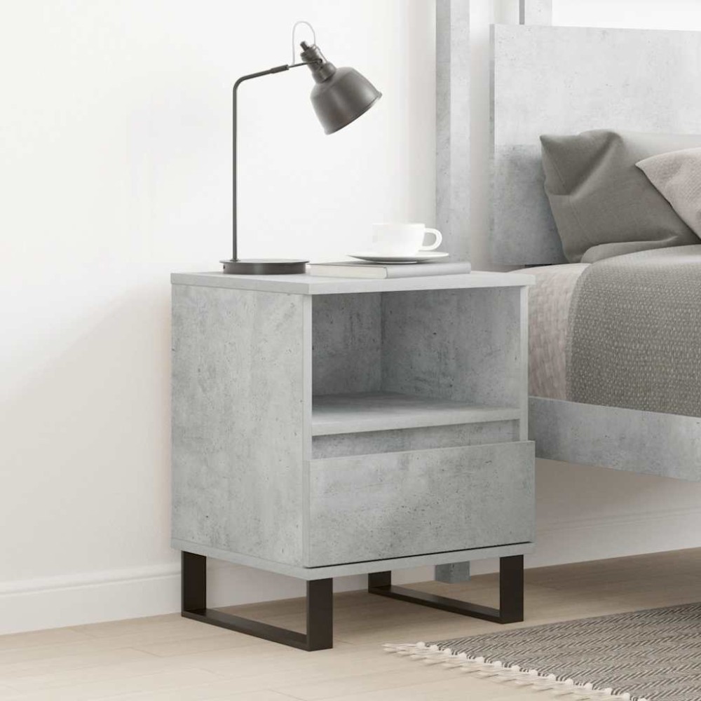 vidaXL Κομοδίνο Γκρι Σκυροδέματος 40 x 35 x 50 εκ. από Επεξεργ. Ξύλο