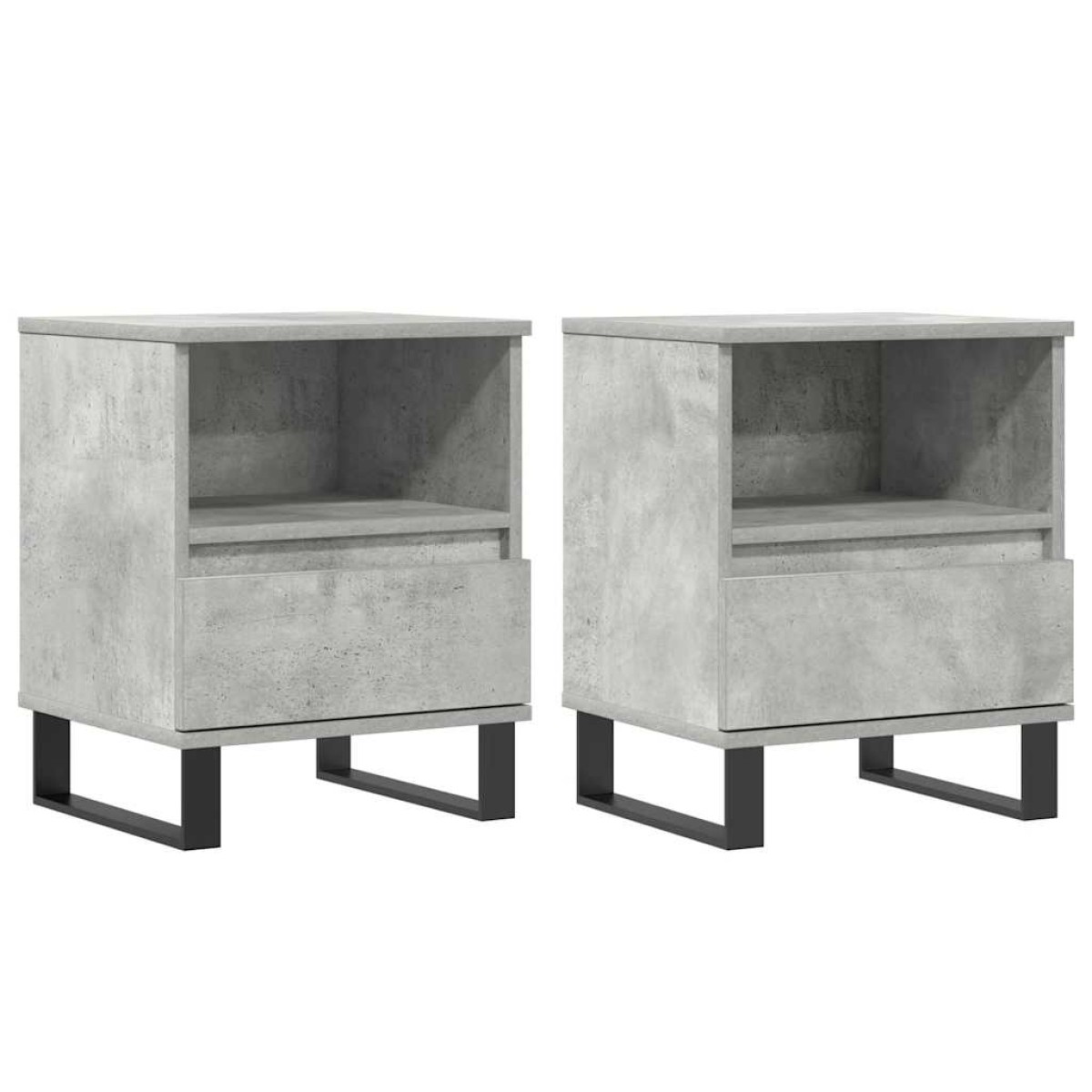 vidaXL Κομοδίνα 2 τεμ. Γκρι Σκυροδέματος 40x35x50 εκ. Επεξεργ. Ξύλο