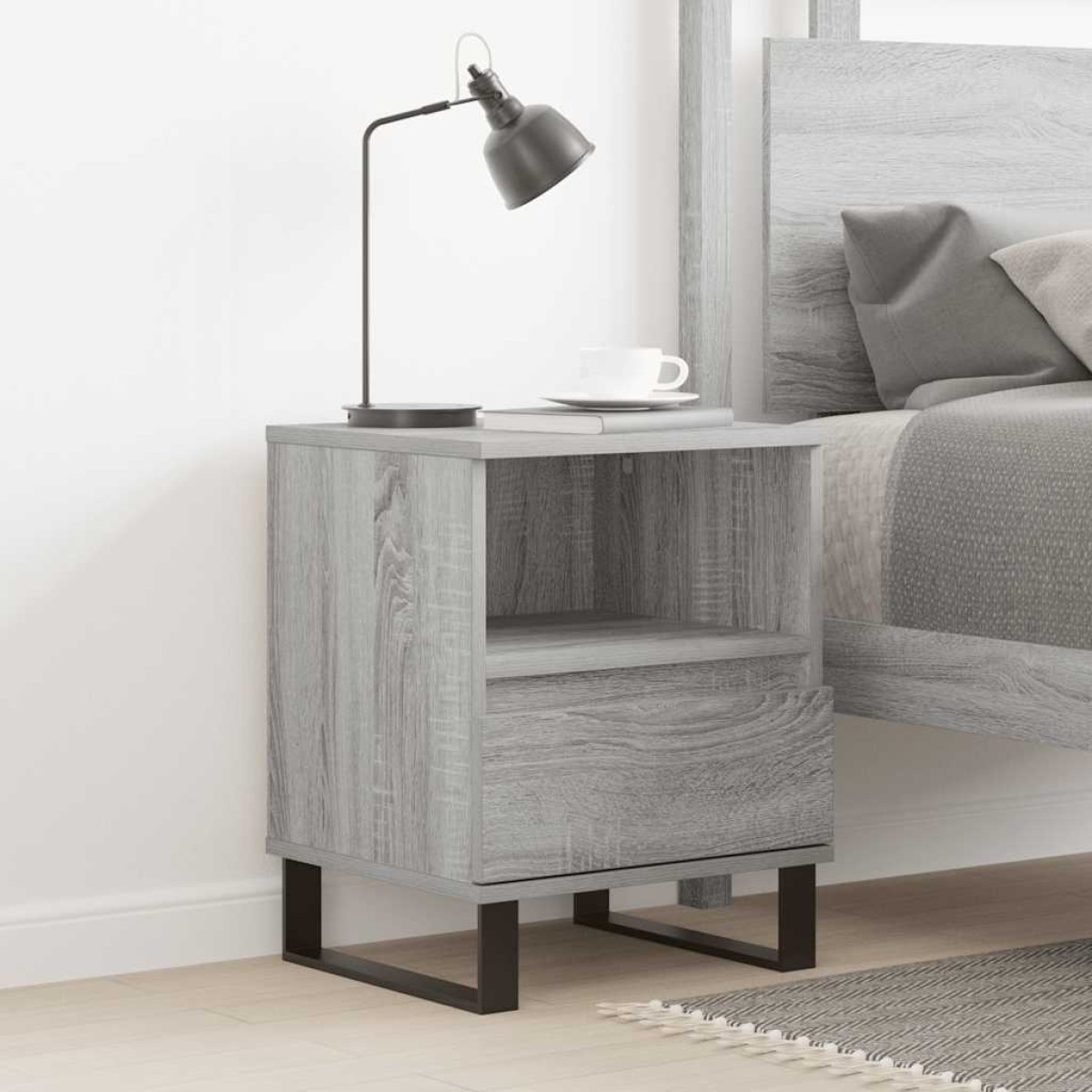 vidaXL Κομοδίνο Γκρι Sonoma 40 x 35 x 50 εκ. από Επεξεργασμένο Ξύλο
