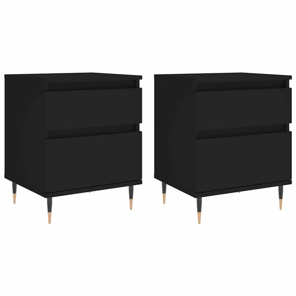 vidaXL Κομοδίνα 2 τεμ. Μαύρα 40 x 35 x 50 εκ. από Επεξεργασμένο Ξύλο