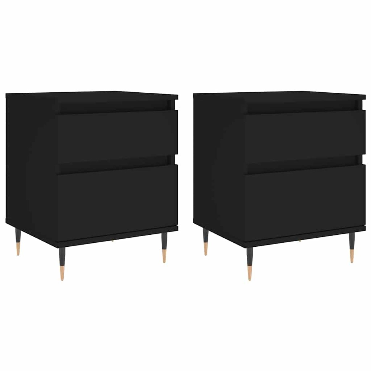 vidaXL Κομοδίνα 2 τεμ. Μαύρα 40 x 35 x 50 εκ. από Επεξεργασμένο Ξύλο