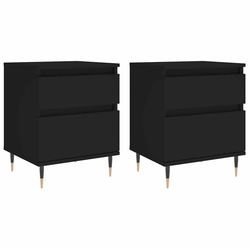 vidaXL Κομοδίνα 2 τεμ. Μαύρα 40 x 35 x 50 εκ. από Επεξεργασμένο Ξύλο
