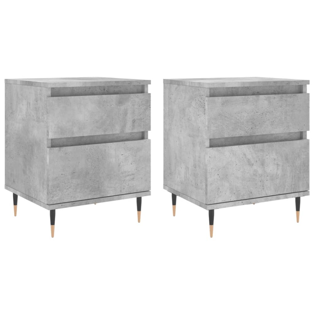 vidaXL Κομοδίνα 2 τεμ. Γκρι Σκυροδέματος 40x35x50 εκ. Επεξεργ. Ξύλο