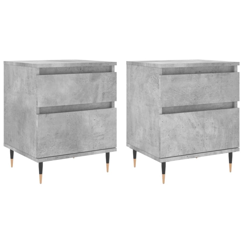 vidaXL Κομοδίνα 2 τεμ. Γκρι Σκυροδέματος 40x35x50 εκ. Επεξεργ. Ξύλο