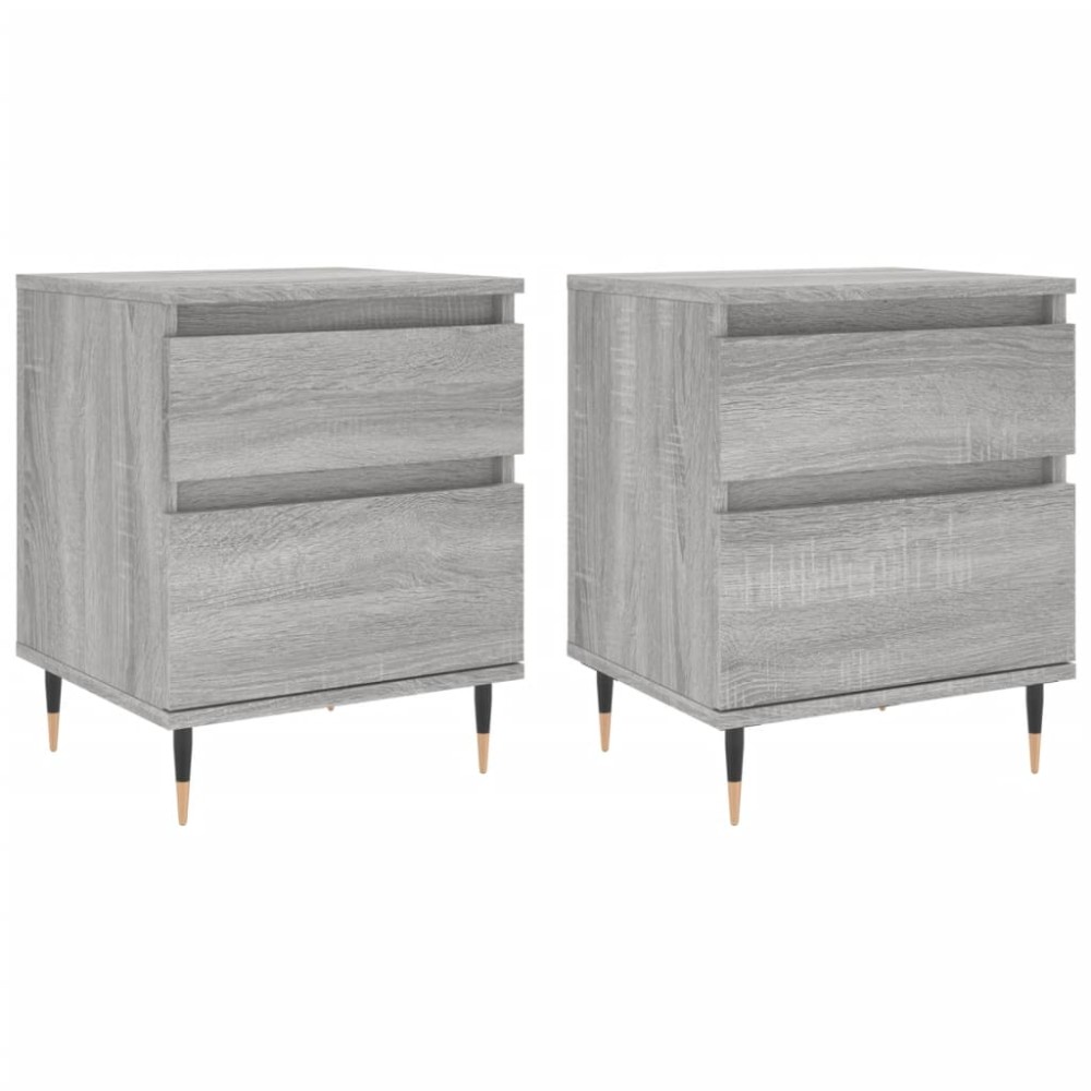 vidaXL Κομοδίνα 2 τεμ. Γκρι Sonoma 40 x 35 x 50 εκ. από Επεξεργ. Ξύλο