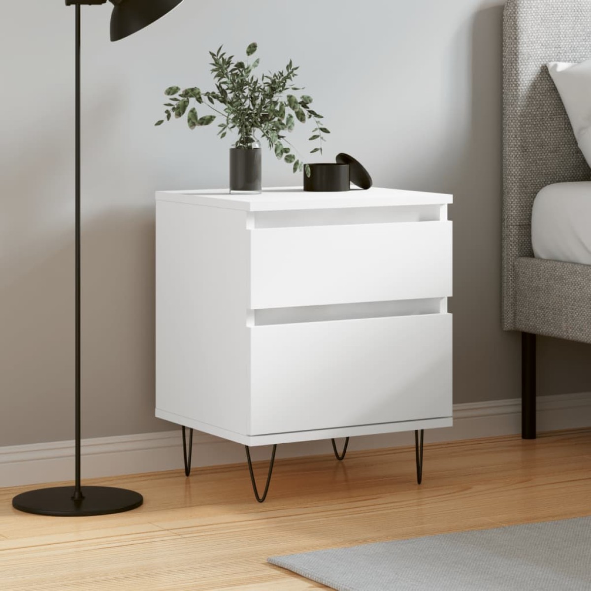 vidaXL Κομοδίνο Λευκό 40 x 35 x 50 εκ. από Επεξεργασμένο Ξύλο
