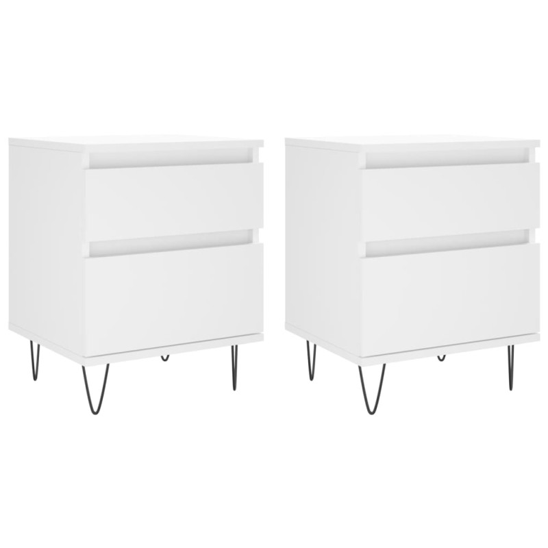 vidaXL Κομοδίνα Λευκά 2 τεμ. 40 x 35 x 50 εκ. από Επεξεργασμένο Ξύλο