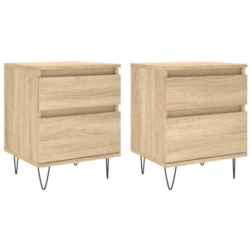 vidaXL Κομοδίνα 2 τεμ. Sonoma Δρυς 40 x 35 x 50 εκ. από Επεξεργ. Ξύλο