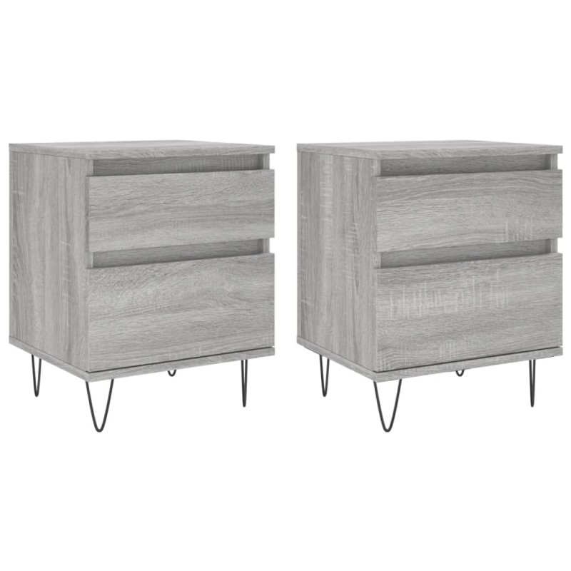vidaXL Κομοδίνα 2 τεμ. Γκρι Sonoma 40 x 35 x 50 εκ. από Επεξεργ. Ξύλο