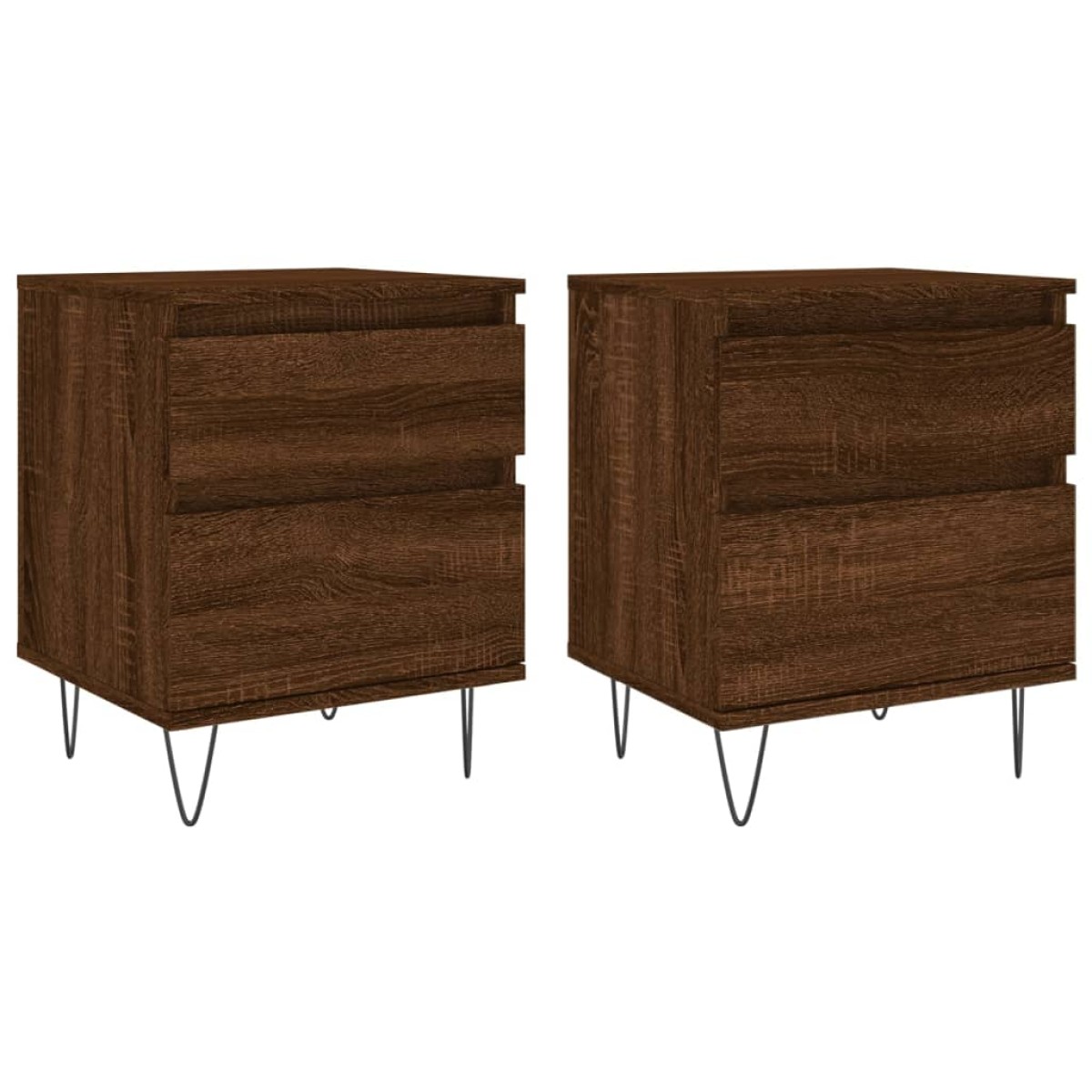 vidaXL Κομοδίνα 2 τεμ. Καφέ Δρυς 40 x 35 x 50 εκ. από Επεξεργ. Ξύλο