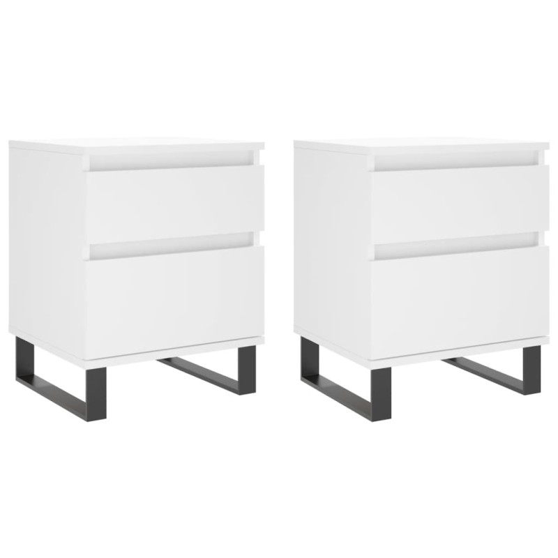 vidaXL Κομοδίνα Λευκά 2 τεμ. 40 x 35 x 50 εκ. από Επεξεργασμένο Ξύλο
