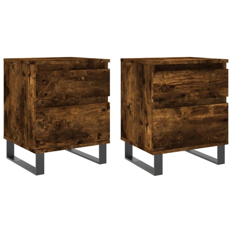 vidaXL Κομοδίνα 2 τεμ. Καπνιστή Δρυς 40 x 35 x 50 εκ. Επεξεργ. Ξύλο