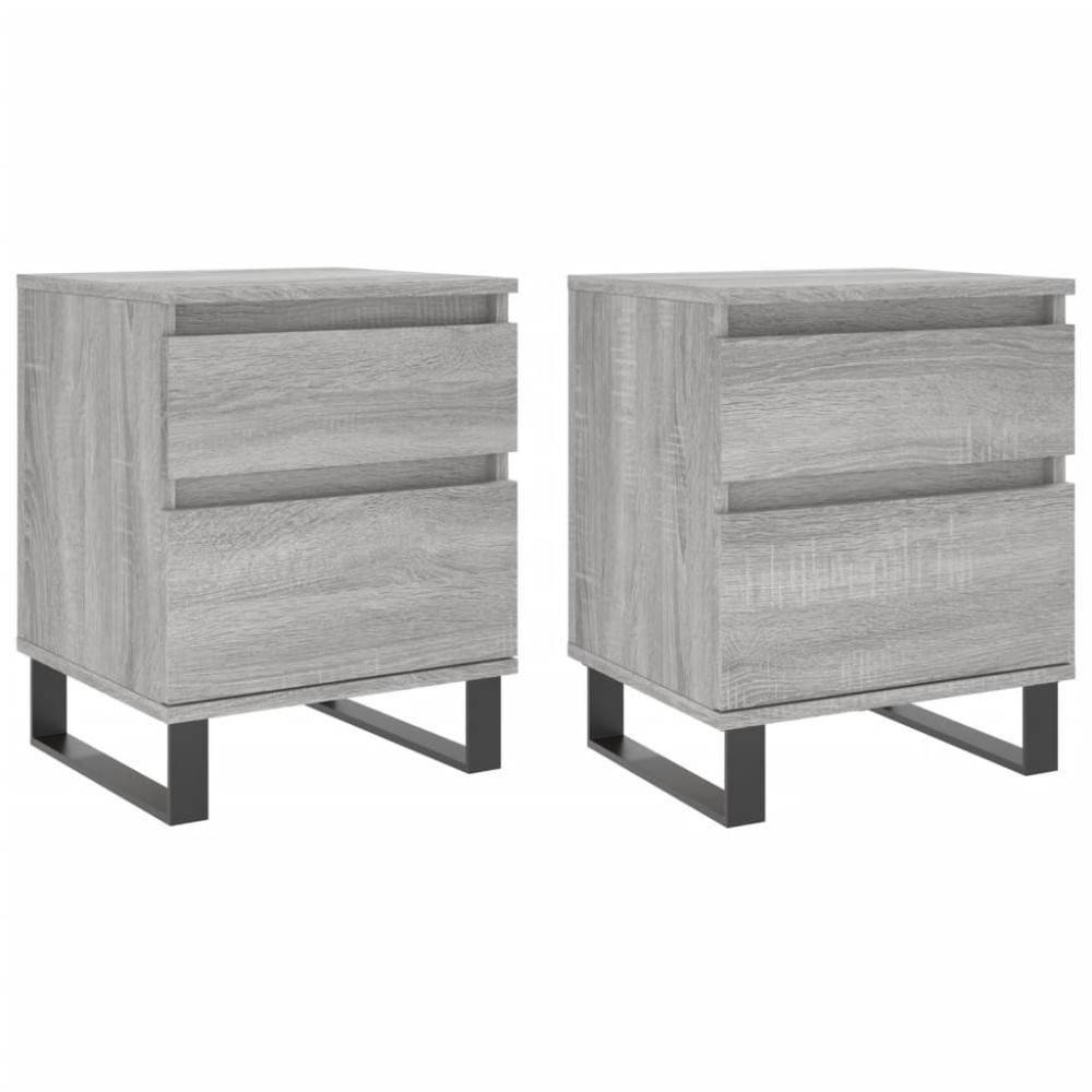 vidaXL Κομοδίνα 2 τεμ. Γκρι Sonoma 40 x 35 x 50 εκ. από Επεξεργ. Ξύλο