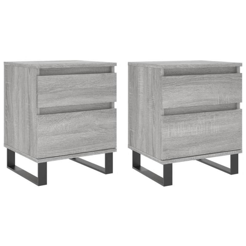 vidaXL Κομοδίνα 2 τεμ. Γκρι Sonoma 40 x 35 x 50 εκ. από Επεξεργ. Ξύλο