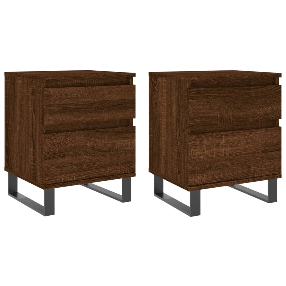 vidaXL Κομοδίνα 2 τεμ. Καφέ Δρυς 40 x 35 x 50 εκ. από Επεξεργ. Ξύλο