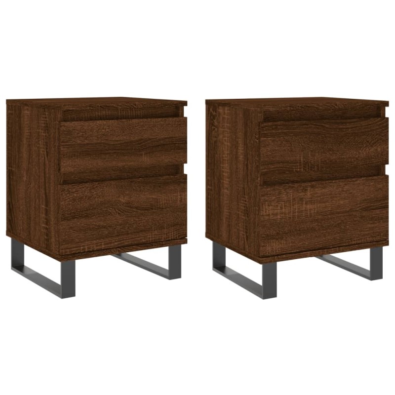 vidaXL Κομοδίνα 2 τεμ. Καφέ Δρυς 40 x 35 x 50 εκ. από Επεξεργ. Ξύλο