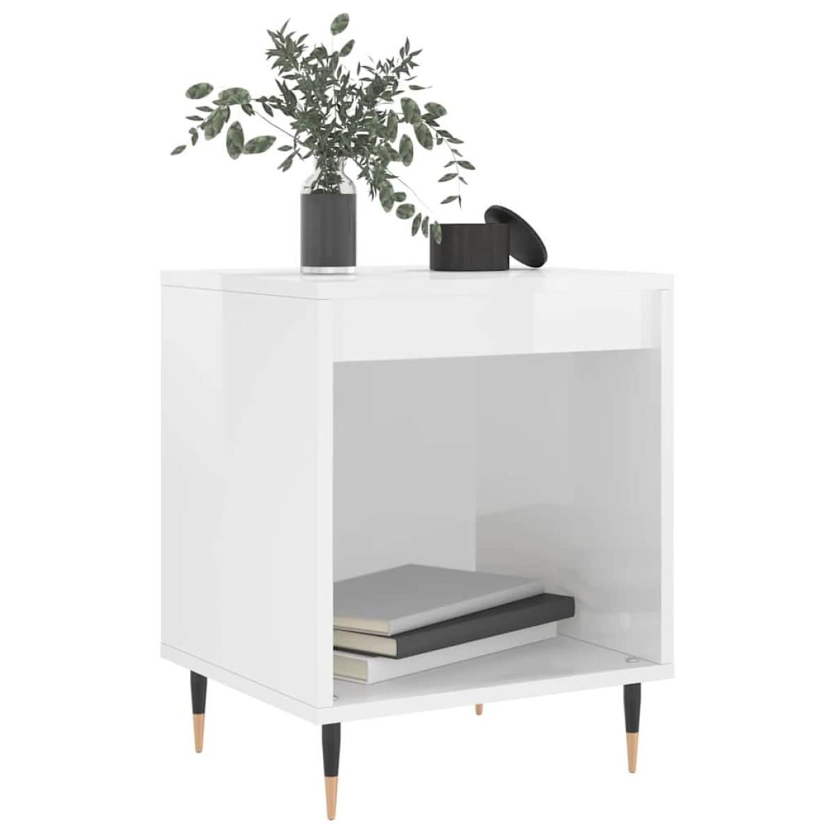 vidaXL Κομοδίνα 2 τεμ. Γυαλ. Λευκό 40 x 35 x 50 εκ. Επεξεργασμένο Ξύλο